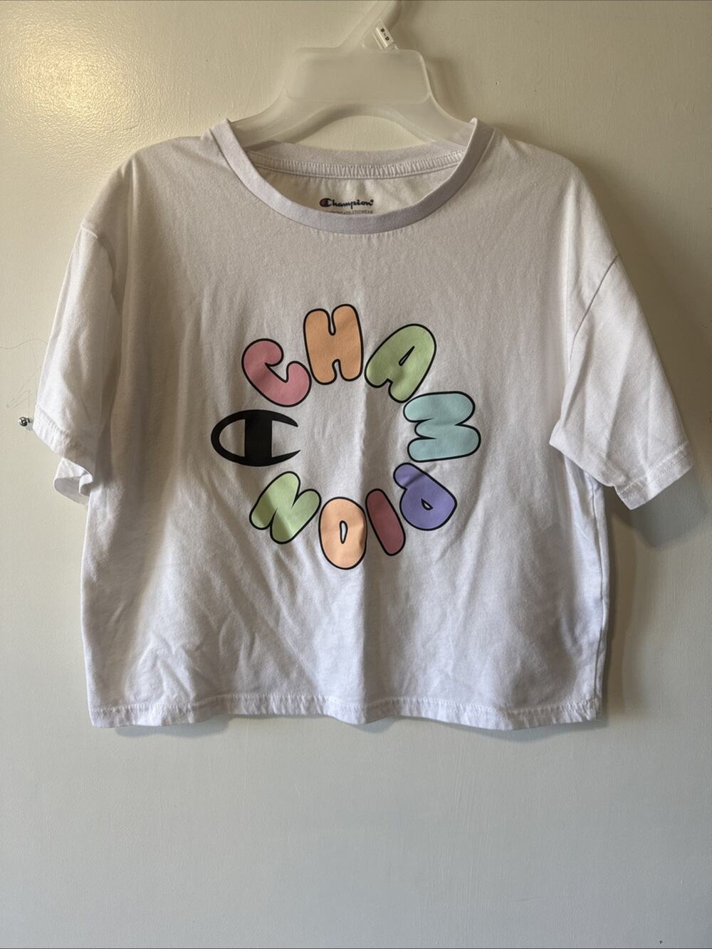 Champion White Crop Top T Shirt Juniors Large